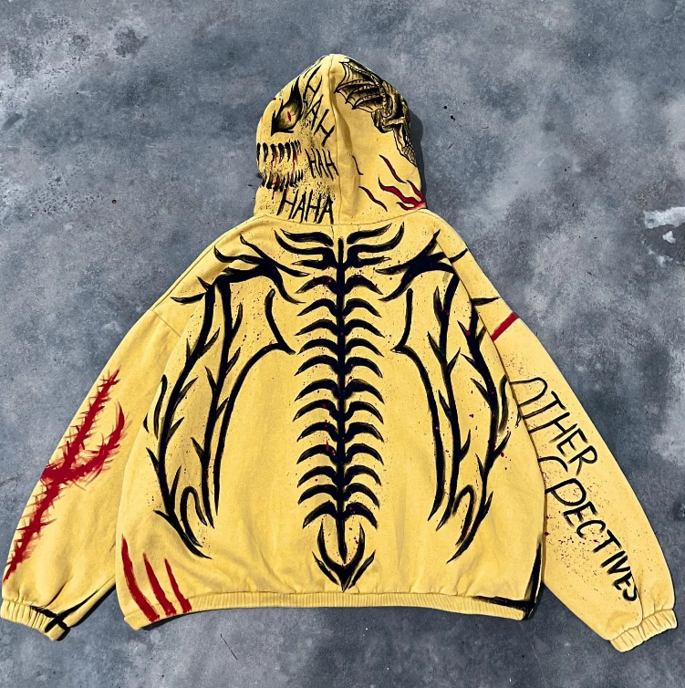 Printed Tattoo Skeleton Skulls Designs Full Hoodie Men's Oversized Drop Shoulder Yellow Printed Designs Tattoo Hoodies,Shuliqi Apparel - Men's Clothing Wholesale Manufacturer,Printed Tattoo Skeleton Skulls Designs Full Hoodie Men's Oversized Drop Shoulder Yellow Printed Designs Tattoo Hoodies | Wholesale Men's Apparel | OEM | Shuliqi