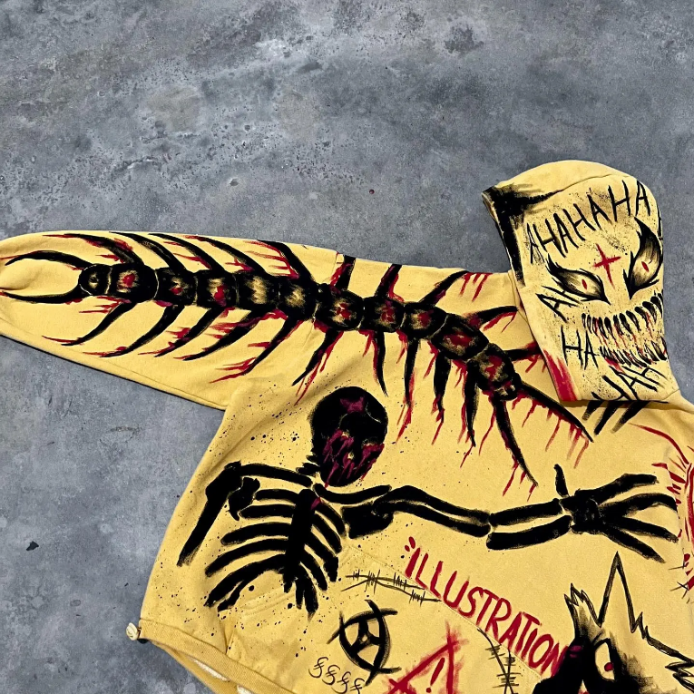 Printed Tattoo Skeleton Skulls Designs Full Hoodie Men's Oversized Drop Shoulder Yellow Printed Designs Tattoo Hoodies,Shuliqi Apparel - Men's Clothing Wholesale Manufacturer,Printed Tattoo Skeleton Skulls Designs Full Hoodie Men's Oversized Drop Shoulder Yellow Printed Designs Tattoo Hoodies | Wholesale Men's Apparel | OEM | Shuliqi