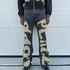 Custom Mens Vintage Washed Baggy Embroidered Patch Flared Trousers 360gsm 100% Cotton Sweatpants Acid Wash Flare Pants,Shuliqi Apparel - Men's Clothing Wholesale Manufacturer,Custom Mens Vintage Washed Baggy Embroidered Patch Flared Trousers 360gsm 100% Cotton Sweatpants Acid Wash Flare Pants | Wholesale Men's Apparel | OEM | Shuliqi