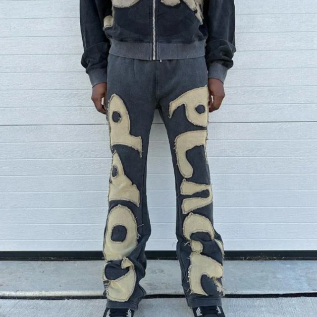 Custom Mens Vintage Washed Baggy Embroidered Patch Flared Trousers 360gsm 100% Cotton Sweatpants Acid Wash Flare Pants,Shuliqi Apparel - Men's Clothing Wholesale Manufacturer,Custom Mens Vintage Washed Baggy Embroidered Patch Flared Trousers 360gsm 100% Cotton Sweatpants Acid Wash Flare Pants | Wholesale Men's Apparel | OEM | Shuliqi