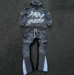 Custom Sweatsuits 100% Cotton Cropped Hoodie Men Joggers Suit Puff Printing Flared Sweatpants Sweatsuits Unisex Sets,Shuliqi Apparel - Men's Clothing Wholesale Manufacturer,Custom Sweatsuits 100% Cotton Cropped Hoodie Men Joggers Suit Puff Printing Flared Sweatpants Sweatsuits Unisex Sets | Wholesale Men's Apparel | OEM | Shuliqi