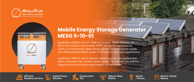 Installation-Free Solar Inverter & Battery Power Station - MESG 5-10-01, 5kW - 10kWh, Fast and Easy Solar Power for Homes and Small Businesses in Off-grid Application, Clean Power Anywhere!