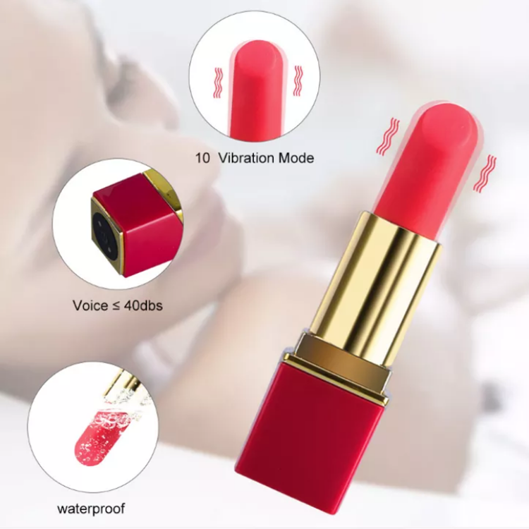 Mini massager vibration adult fimal erotic Red lipstick vibrator sex toy for women