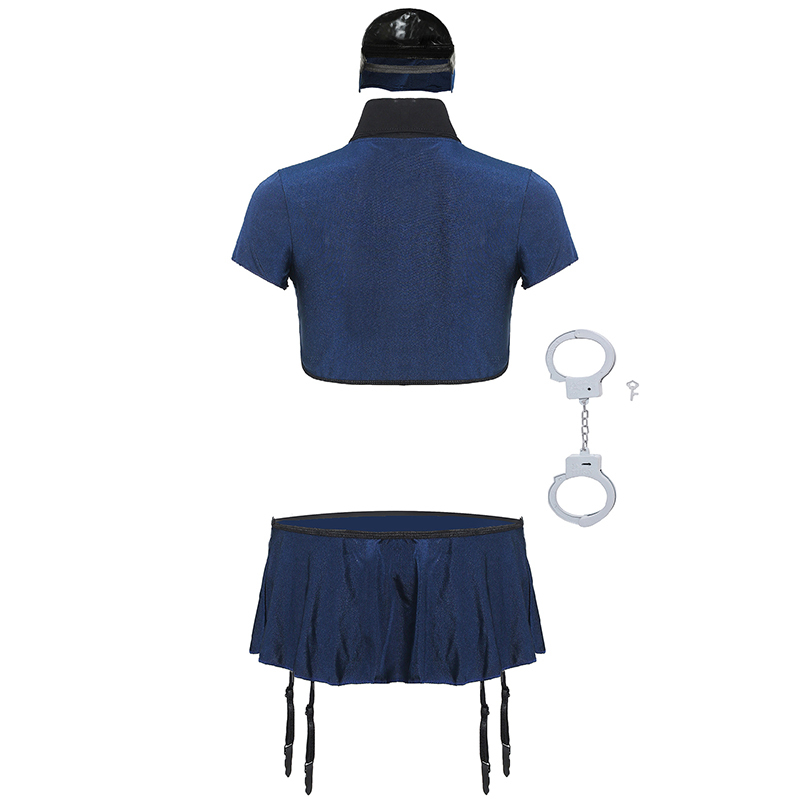 Sexy Police Cop Erotic Lingerie Uniform Costume Officer Mini Skirt Clubwear Bar Cosplay Carnival Halloween Fancy Party Dress