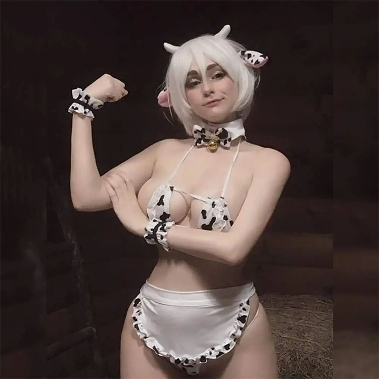 New Style Womens See Through Sexy Anime Cow Bikini Lingerie Lolita Sexy Hot Transparent Cosplay Underwear