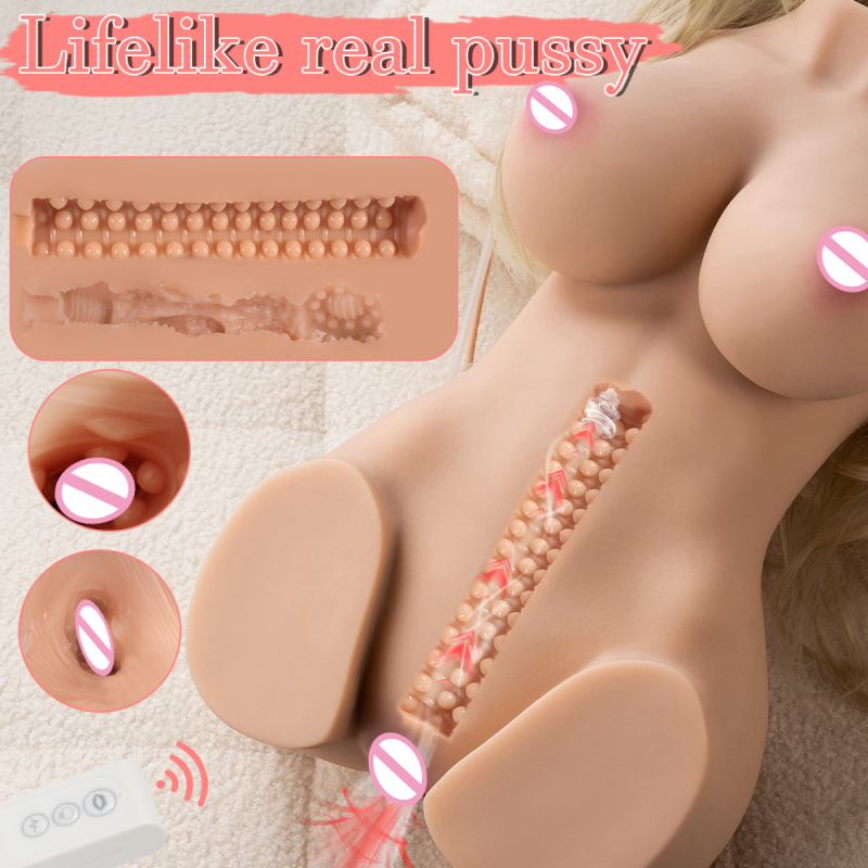 XISE real half body toy for woman realistic vibrating 3D usb tight vagina anus ass big huge boobs rechargeable masturbation