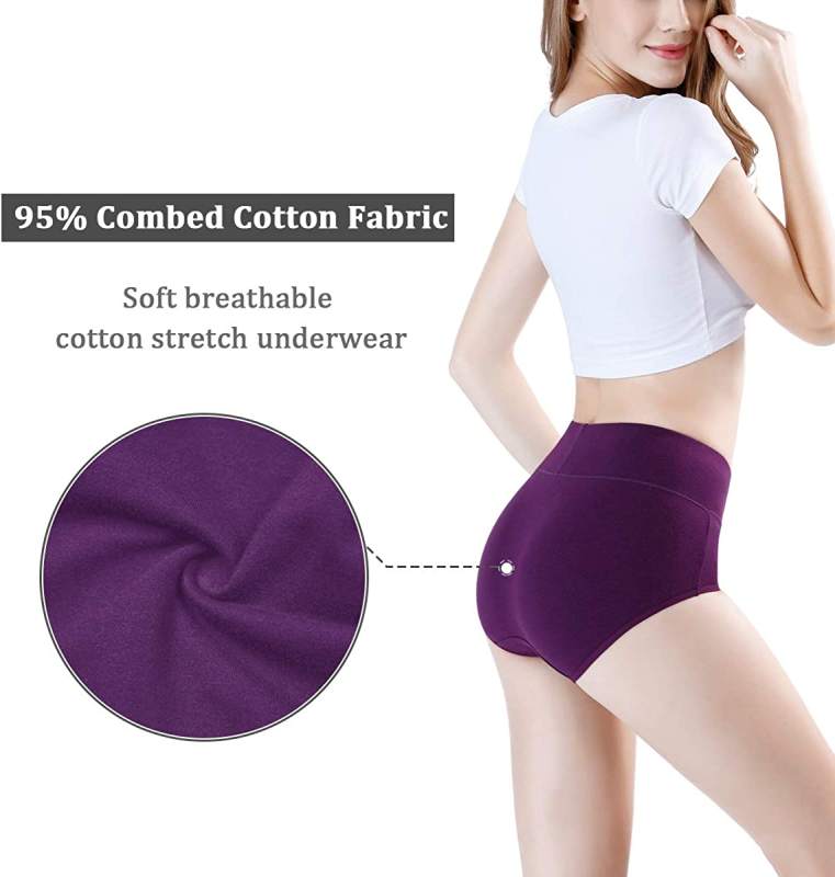 Women's High Waisted Cotton Underwear Ladies Soft Full Briefs Panties Multipack