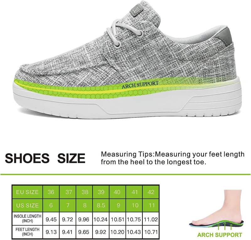 Women's Arch Support Shoes Lace Up Orthopedic Sneakers Comfortable Canvas Loafers Casual Walking Shoes for Plantar Fasciitis Foot Pain Relief