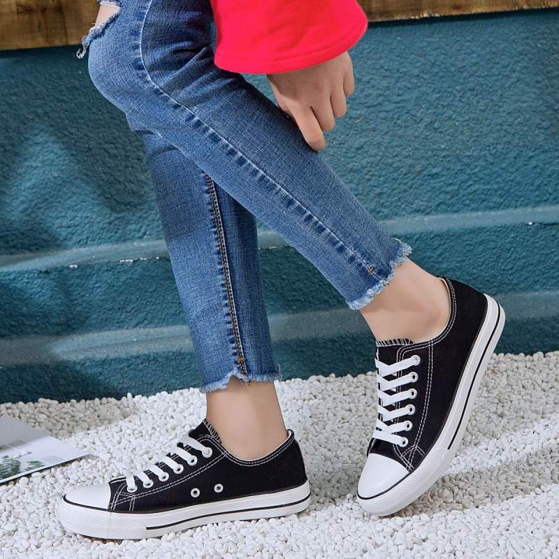 Womens Canvas Shoes Casual Cute Sneakers Low Cut Lace up Fashion Comfortable for Walking