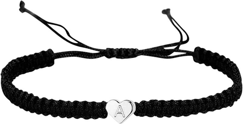 Plated Initial Heart String Bracelets for Women Men Teen Girls Boys Handmade Rope Braided Bracelet Minimalist Jewelry Matching Couple Bracelets
