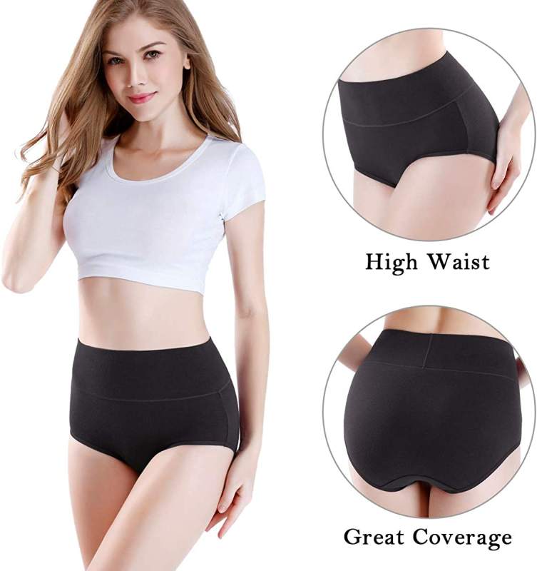 Women's High Waisted Cotton Underwear Ladies Soft Full Briefs Panties Multipack