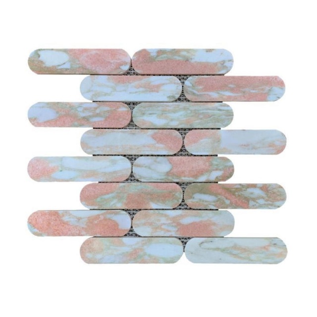 Strip Mixed Color Marble Stone Mosaic Tile