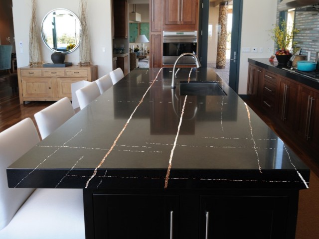 Black Gold Artificial Quartz Stone Jumbo Slab 139"x79"