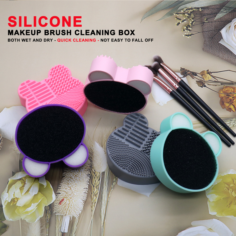 Makeup brush cleaning box