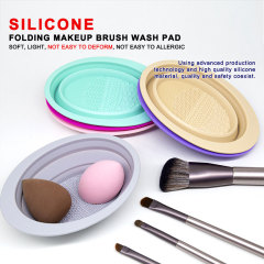 Folding makeup brush wash pad