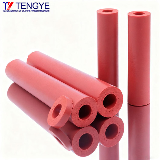 Red foamed silicone tube and flame-retardant foamed tube
