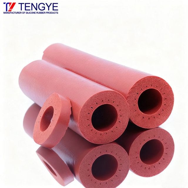 Red foamed silicone tube and flame-retardant foamed tube