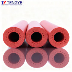 Red foamed silicone tube and flame-retardant foamed tube