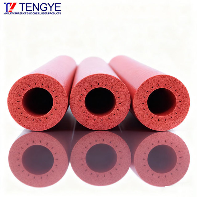 Red foamed silicone tube and flame-retardant foamed tube