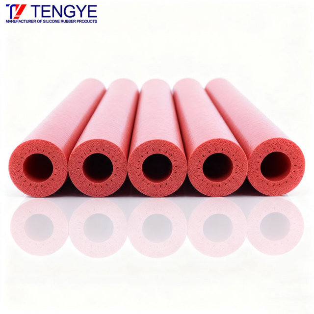 Red foamed silicone tube and flame-retardant foamed tube