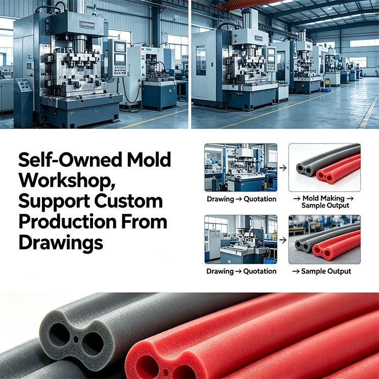Multi-hole multi-row silicone foam tube