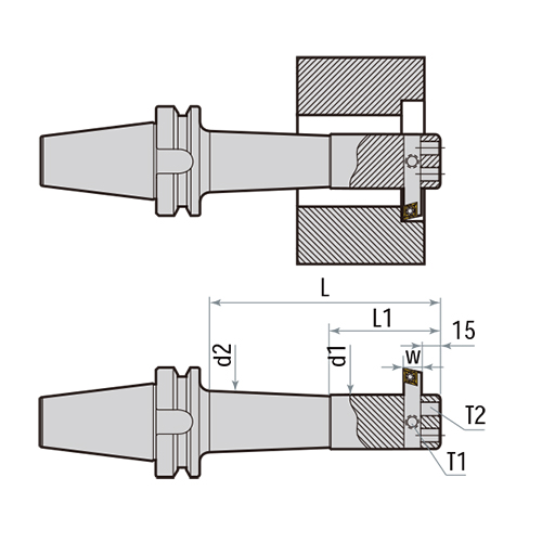 BSB 90° Boring Holder With Square Boring Bit