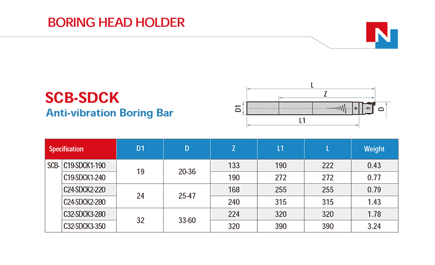 SCB-SDCK Anti-vibration Boring Bar