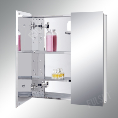 Stainless Steel Mirror Cabinet, with Adjustable Half Cut Shelves