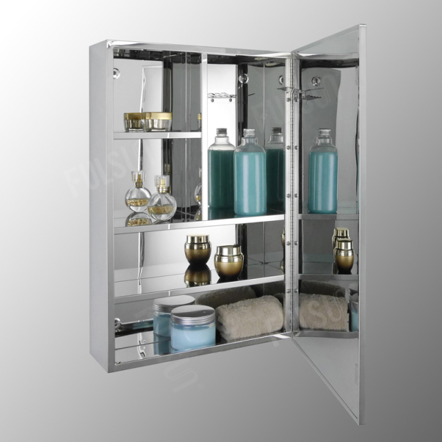 Mirror Cabinet with Stainless Steel Door Frame andToothbrush Holder