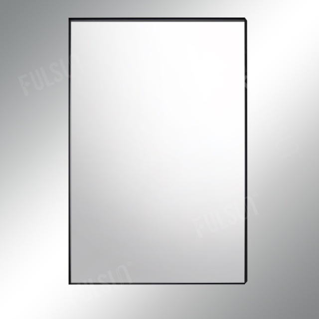 Matt Black Slim Metal Framed Mirror, Rectangle
