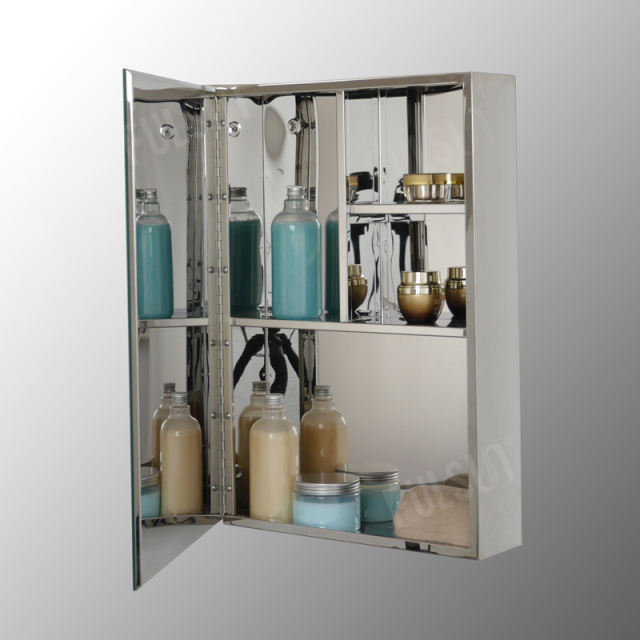 Mirror Cabinet with Stainless Steel Plate backed Doorand Multi-shelves