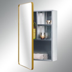 不锈钢药柜斜边镜门金色圆角框