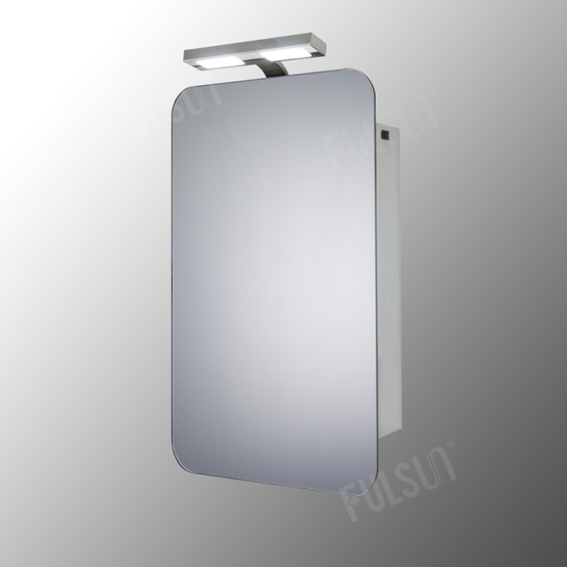 Stainless Steel Sliding Mirror Door Cabinet with LED Decorative Lighting bar