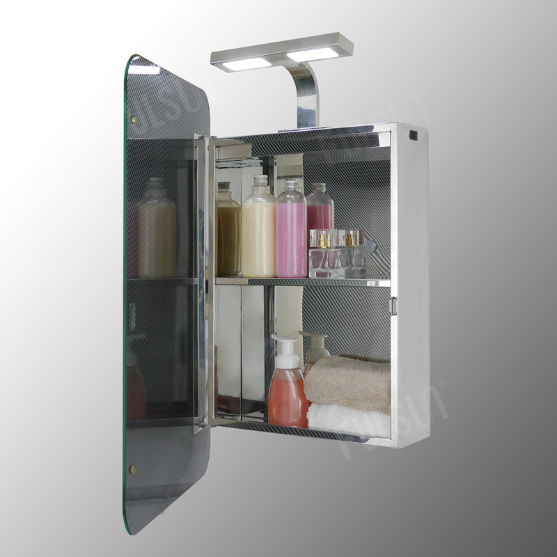 Stainless Steel Mirrored Cabinet with LED Decorative Lighting bar