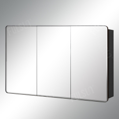 Tri-view Round Corner Framed Metal Mirror Cabinet