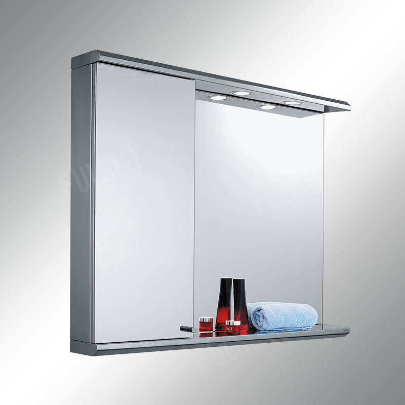 Stainless steel combined unit---Mirror,upper illuminating canopy,bottom bracket,single  cabinet with mirrored door