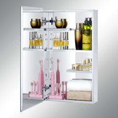 Stainless Steel Mirror Cabinet, with Adjustable Half Cut Shelves