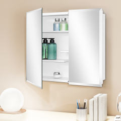 White Medicine Cabinet, With Golden Round Corner Frame 30x24
