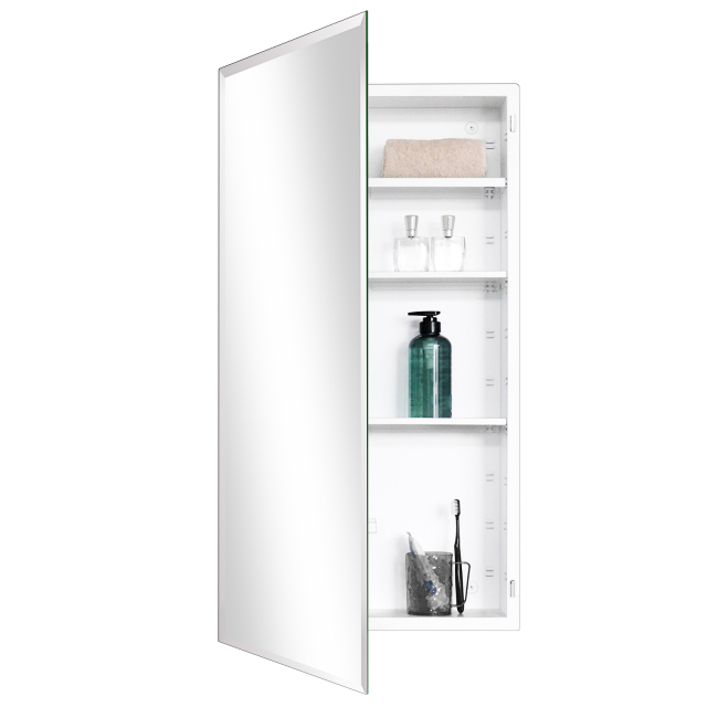 Plastic Medicine Cabinet, With Golden Round Corner Frame 20x36