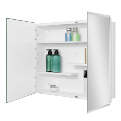 White Medicine Cabinet, With Golden Round Corner Frame 30x24