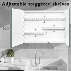 White Medicine Cabinet, With Golden Round Corner Frame 30x24