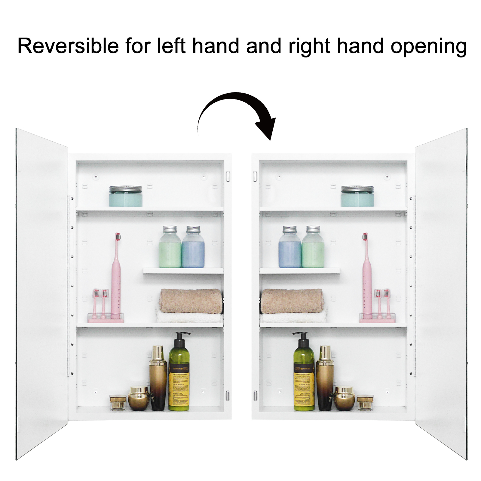 Plastic Medicine Cabinet, With Golden Round Corner Frame 18x30