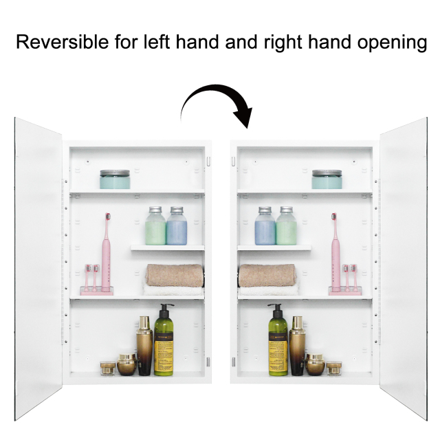 Plastic Medicine Cabinet, With Golden Round Corner Frame 18x30