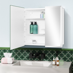 White Medicine Cabinet, With Golden Round Corner Frame 30x24