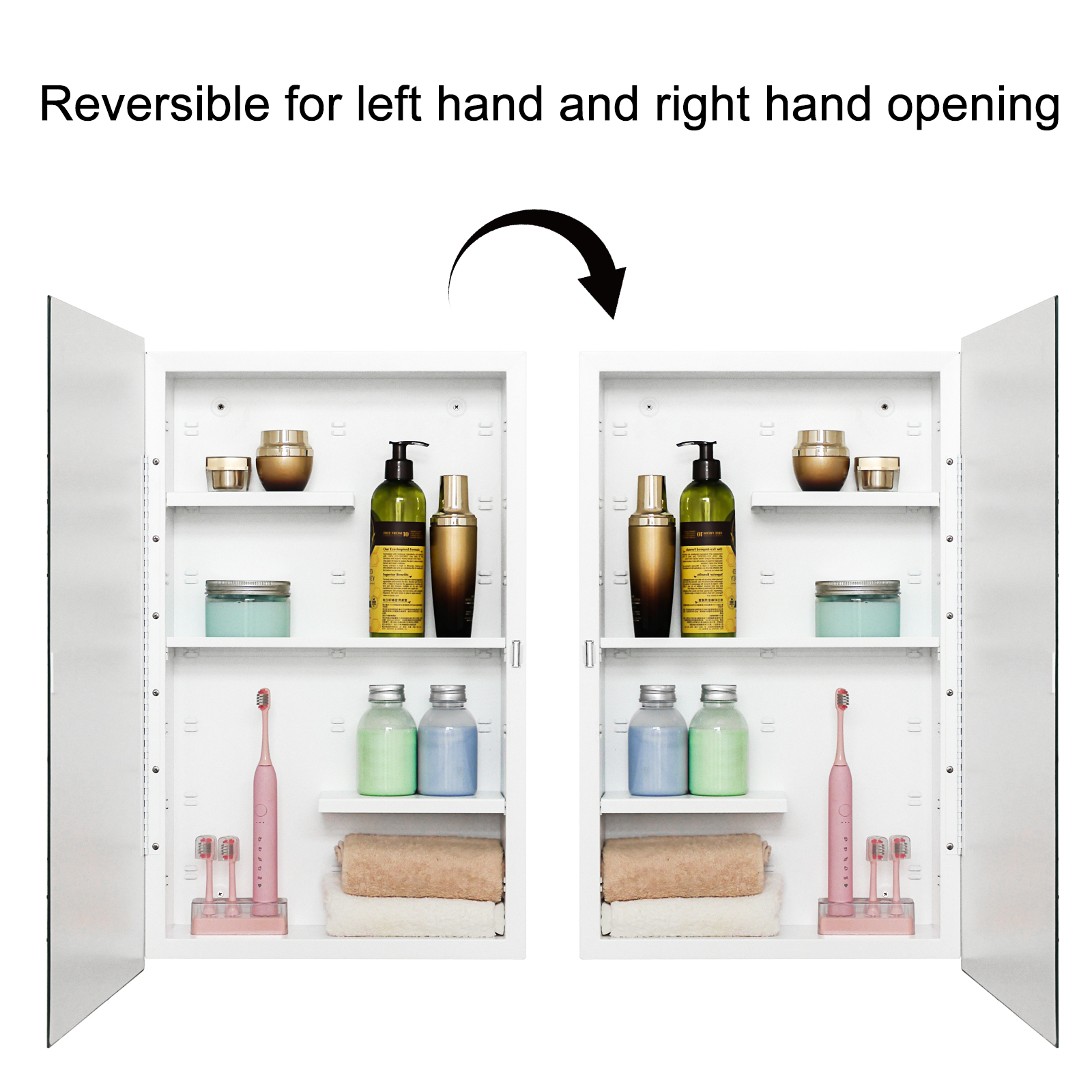 Plastic Medicine Cabinet, With Golden Round Corner Frame