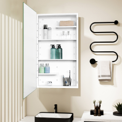 Plastic Medicine Cabinet, With Golden Round Corner Frame 20x36