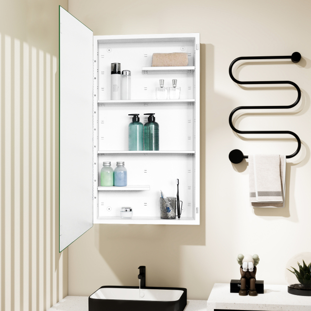 Plastic Medicine Cabinet, With Golden Round Corner Frame 20x36