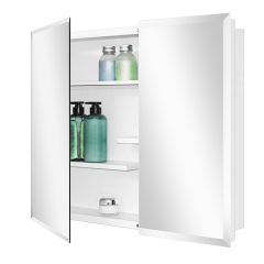 White Medicine Cabinet, With Golden Round Corner Frame 30x24