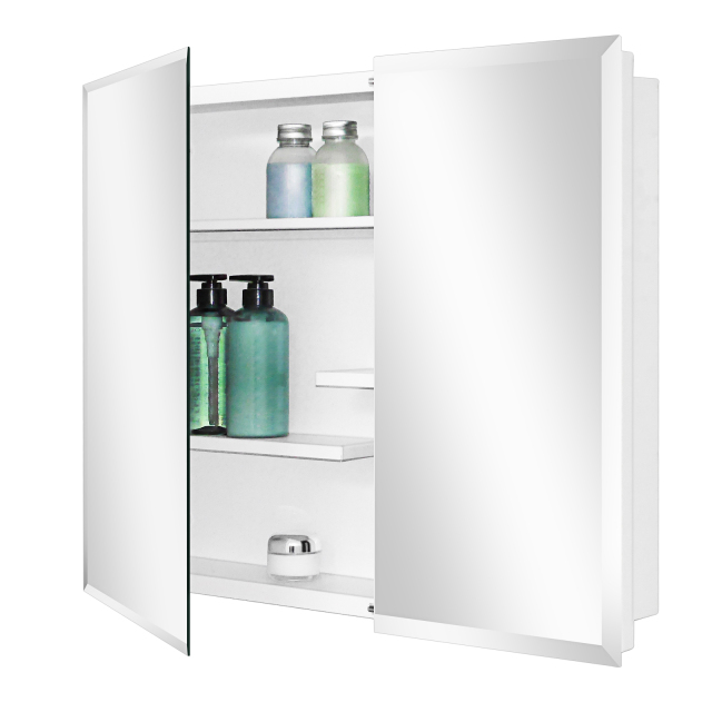 White Medicine Cabinet, With Golden Round Corner Frame 30x24