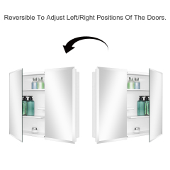 White Medicine Cabinet, With Golden Round Corner Frame 30x24